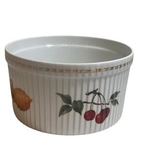 Royal Worcester Evesham Gold Souffle Dish Casserole Porcelain England 5.5 x 2.75